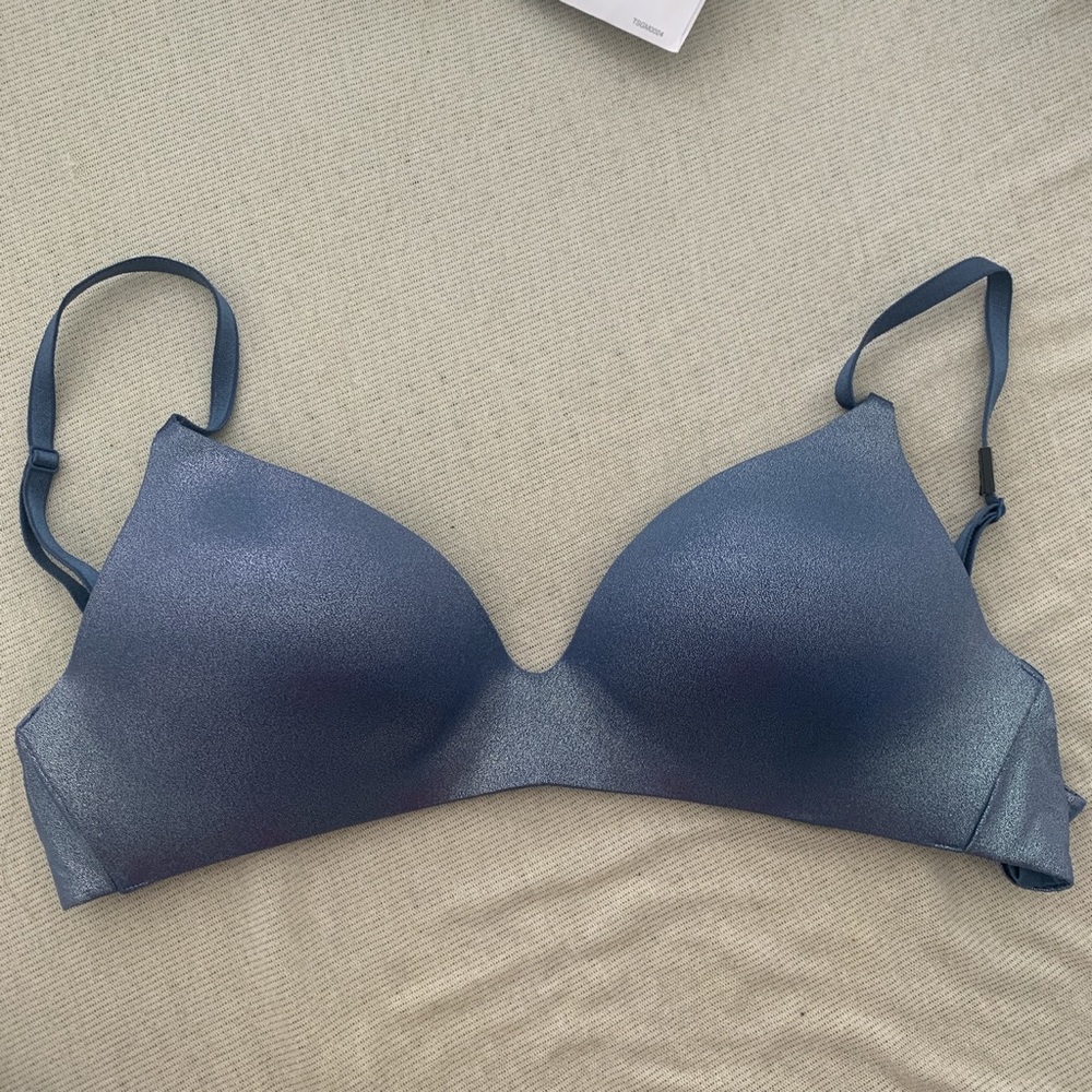 VS PUSH-UP SHINY BLUE BRA - 36B, never worn